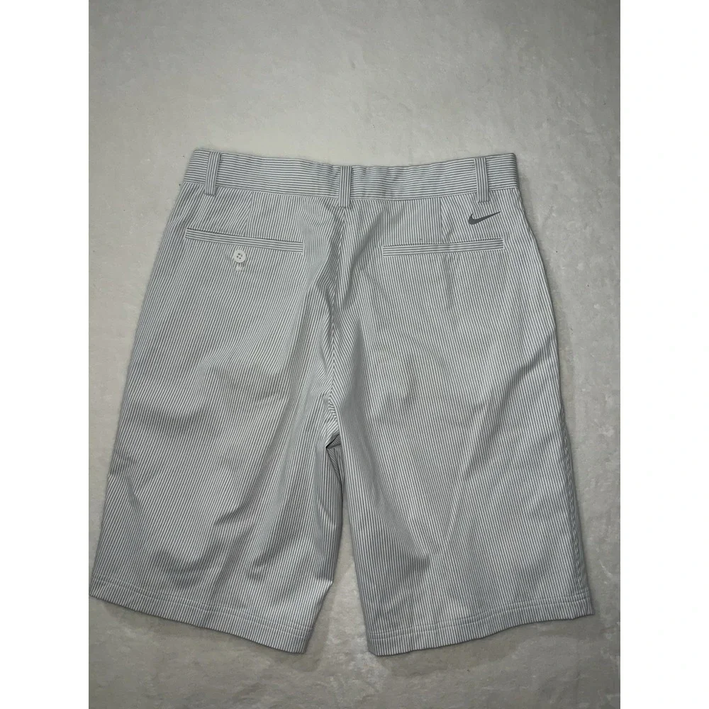 Nike Golf Shorts Striped Flat Front Mens Performance Golf Blue White‎